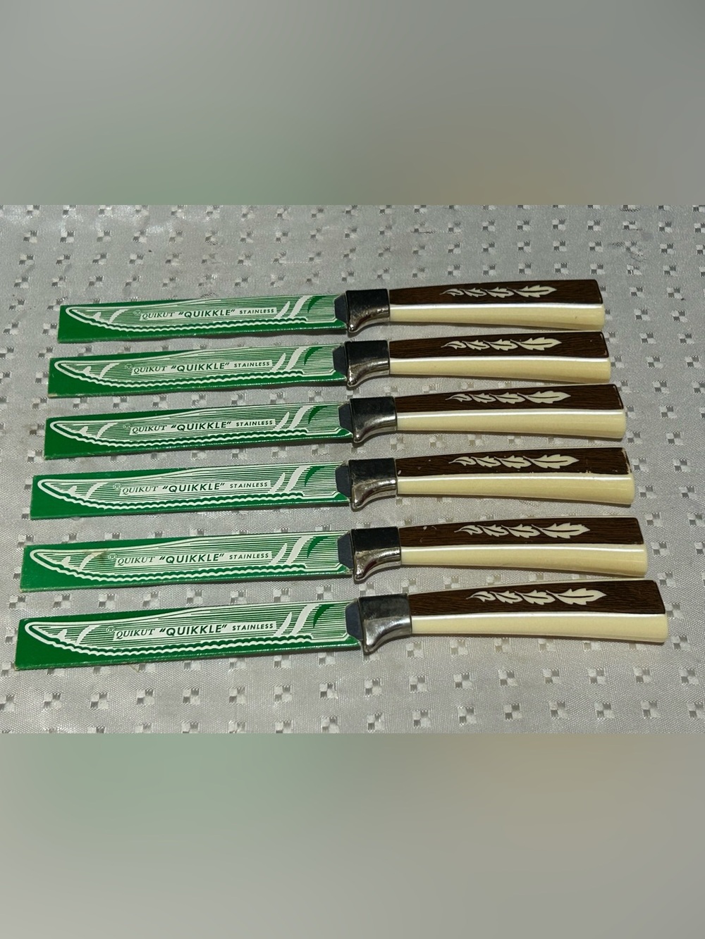 Vintage Regent Sheffield England Stainless Steel Leaf Steak Knives 6 Piece
